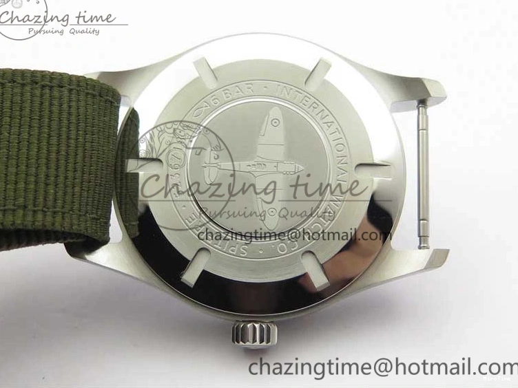 MIROTIME 0325 Fashionable Pilot IW326801 SS MK 1:1 Best Edition Black Dial on Green Nylon Strap MIYOTA 7122